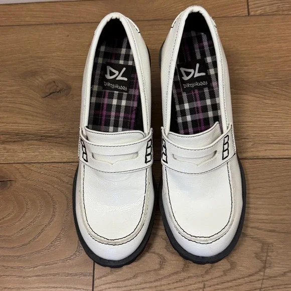 Chunky Platform Loafers Lug Sole Cream Preppy Academia Y2K 6 - Picture 2 of 10